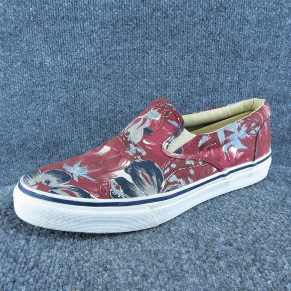 Sperry Floral Men Boat Shoe Size 11.5 Medium‎ Red Fabric Slip On - Picture 1 of 10